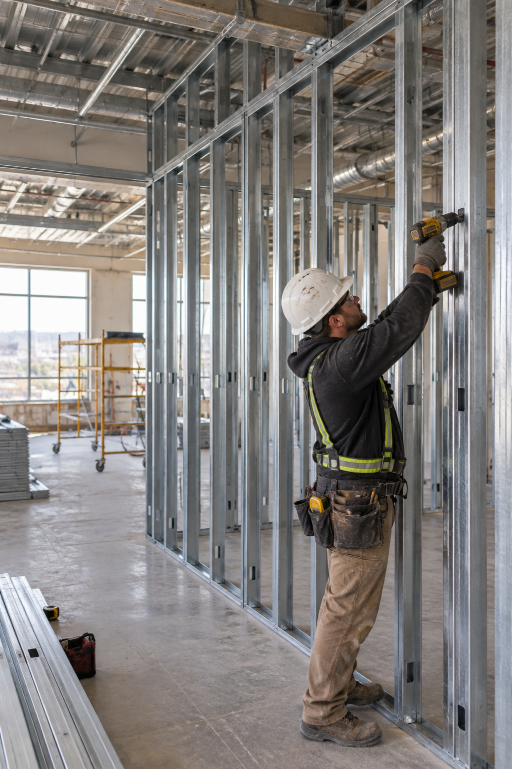 Illustration of metal stud interior framing